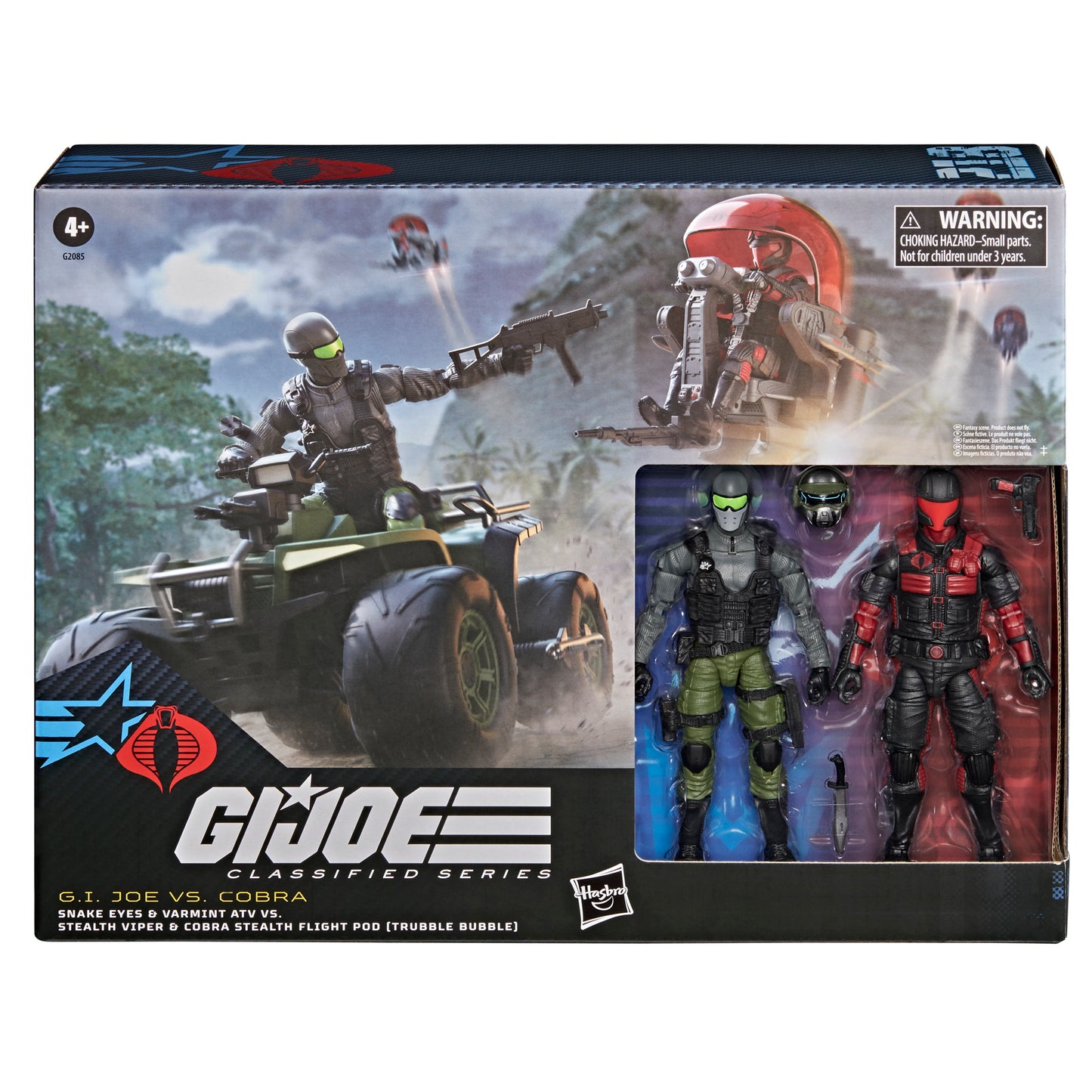 (Pre-Order) G.I. Joe Classified Series #218, Snake Eyes & Varmint ATV Vs. Stealth Viper & Cobra Stealth Flight Pod (Trubble Bubble)